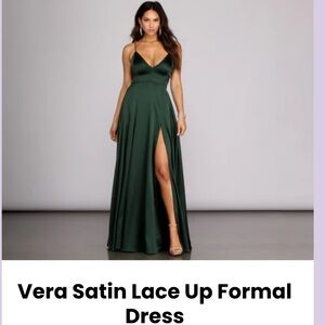 Vera Satin Lace Up Formal Dress